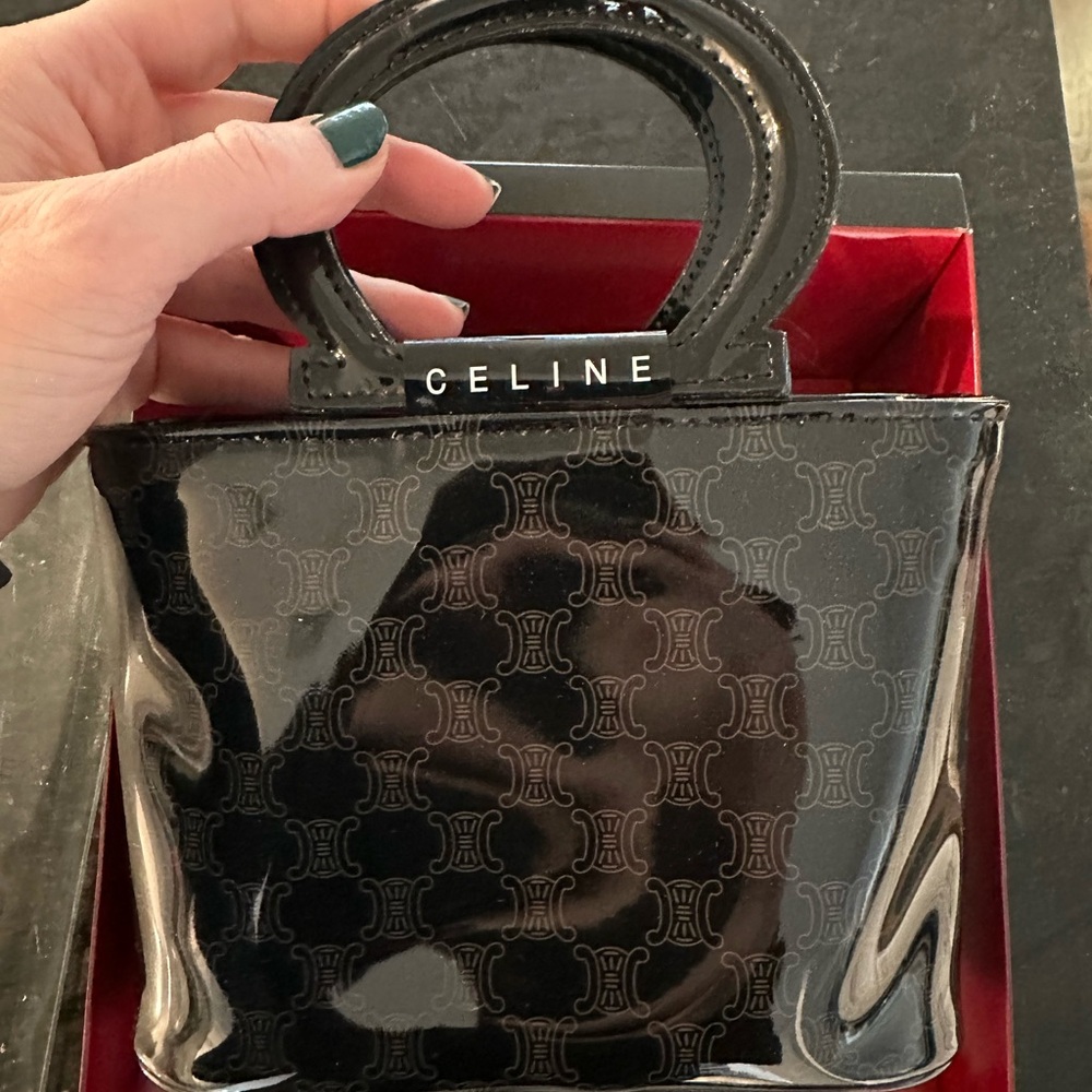 vintage Celine Black Mini Tote Bag and Scarf in box